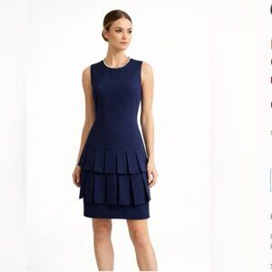 Karl Lagerfeld - Navy Fitted Dress pleated Skirt - 6 - China